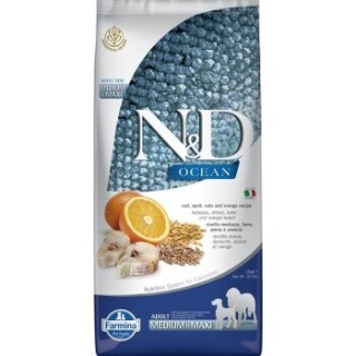 N&D Farmina Ocean Adult Medium/Maxi Kabeljau, Dinkel und Orange 12kg