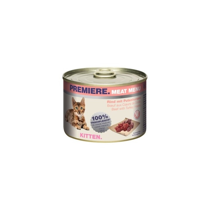 PREMIERE Meat Menu Kitten Rind und Putenherzen 6x200 g