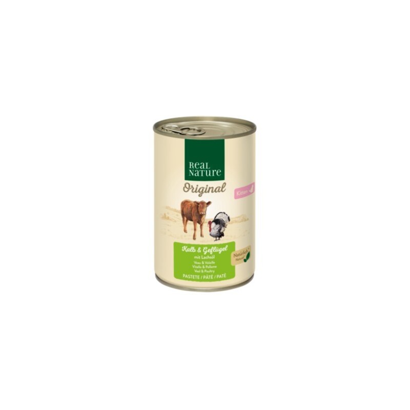 REAL NATURE Kitten Kalb und Geflügel mit Lachsöl 6x400 g
