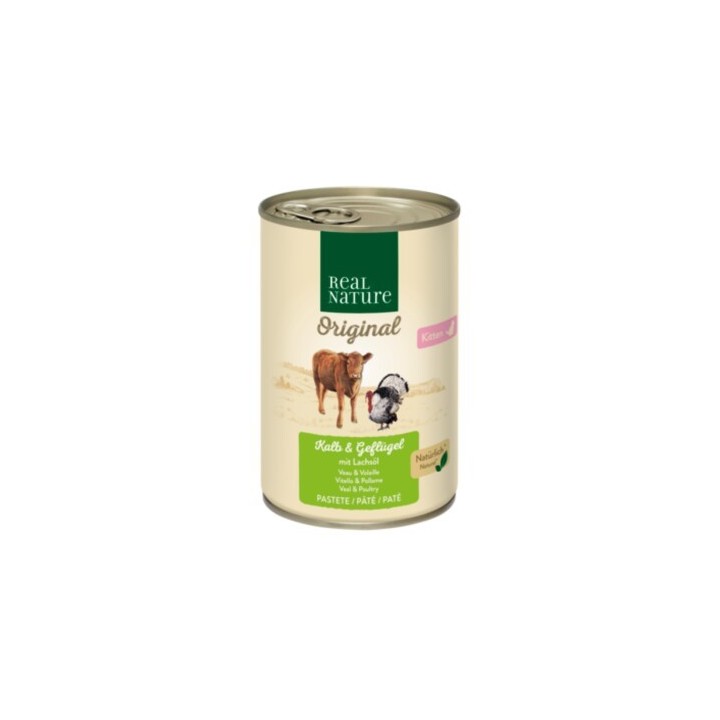 REAL NATURE Kitten Kalb und Geflügel mit Lachsöl 6x400 g