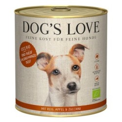 DOG'S LOVE BIO 6x800g Rind mit Reis, Apfel & Zucchini