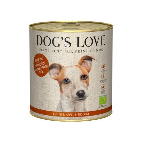 DOG'S LOVE BIO 6x800g Rind mit Reis, Apfel & Zucchini
