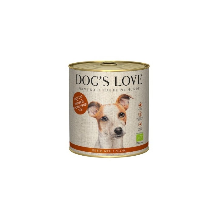DOG'S LOVE BIO 6x800g Rind mit Reis, Apfel & Zucchini