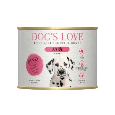 DOG'S LOVE Junior mit Rind und Karotten 6x200 g
