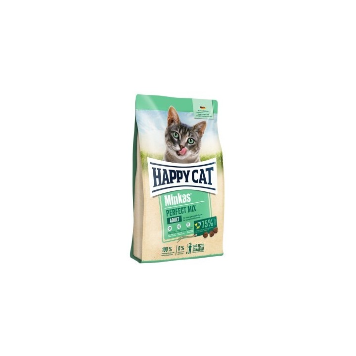 HAPPY CAT Minkas Trockenfutter Katze Adult, Perfect Mix, Geflügel, Fisch & Lamm 4 kg