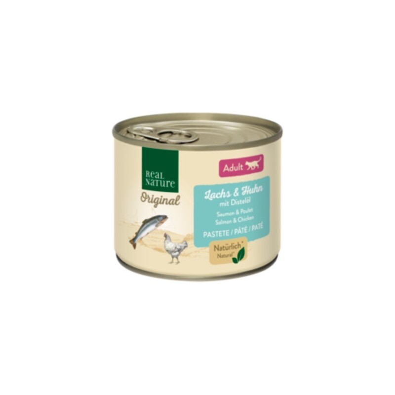 REAL NATURE Adult Lachs und Huhn mit Distelöl 6x200 g