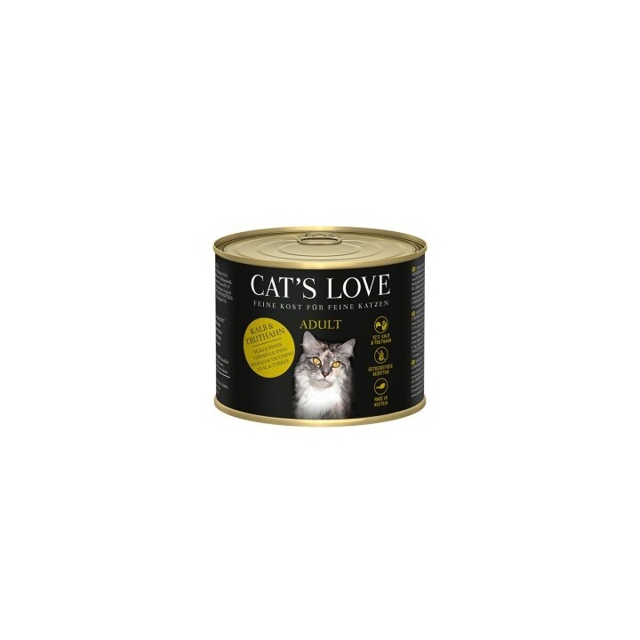 CAT'S LOVE Nassfutter Katze Adult Kalb und Truthahn 6x200 g