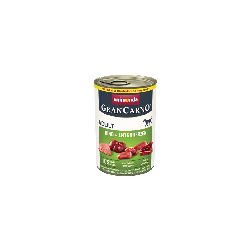 animonda GranCarno Original Nassfutter Hund Adult, Rind und Entenherzen 6x400 g
