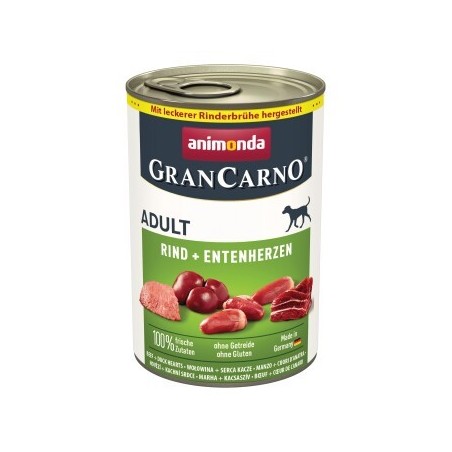 animonda GranCarno Original Nassfutter Hund Adult, Rind und Entenherzen 6x400 g