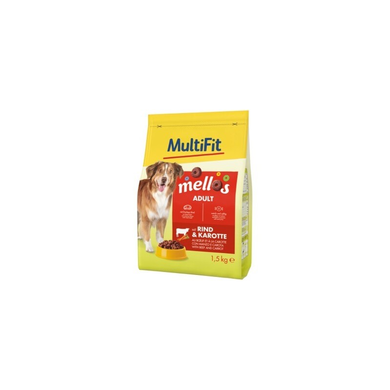 MultiFit Mellos Trockenfutter Hund Adult, Rind und Karotten 1,5 kg