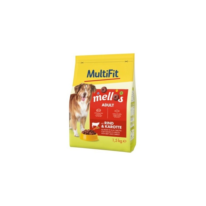 MultiFit Mellos Trockenfutter Hund Adult, Rind und Karotten 1,5 kg