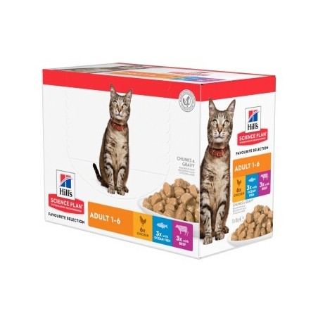 Hill's Science Plan Adult Huhn, Seefisch und Rind 12x85 g