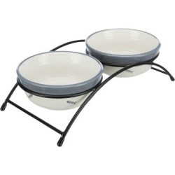 Trixie Napf-Set Eat on Feet, Keramik blau/weiß