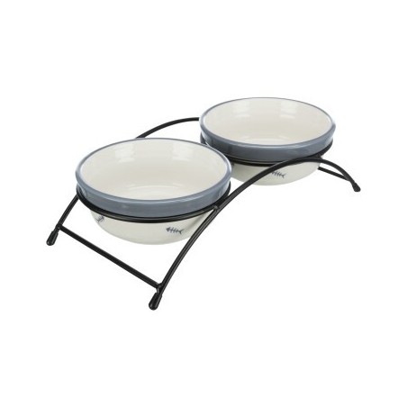 Trixie Napf-Set Eat on Feet, Keramik blau/weiß