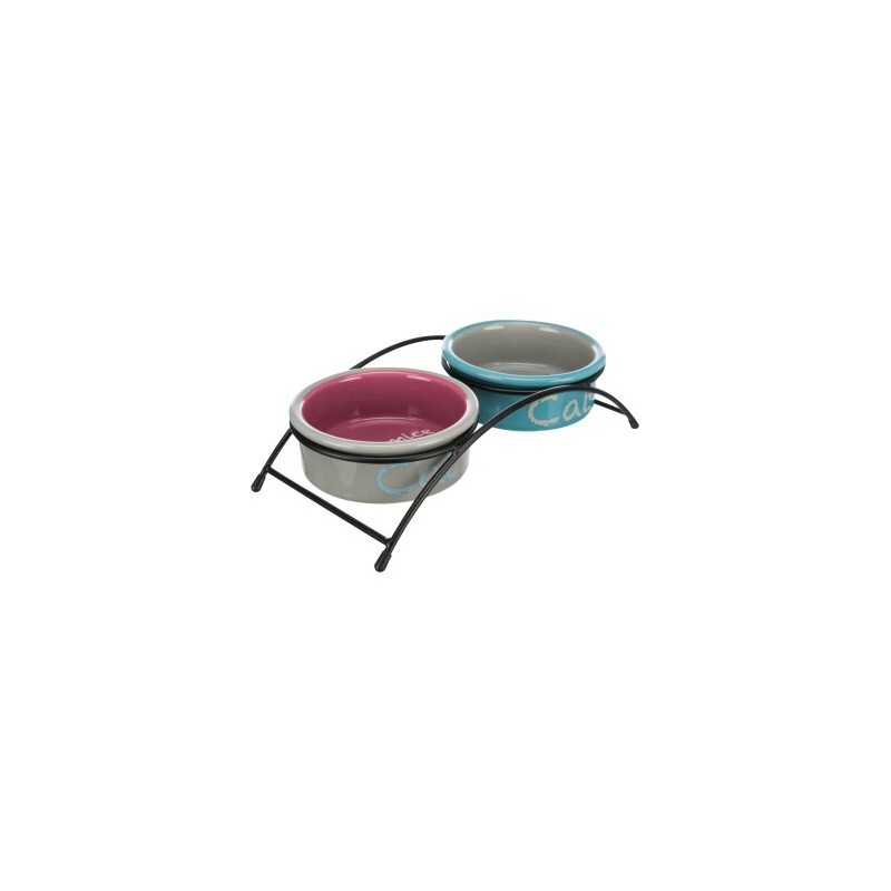 Trixie Napf-Set Eat on Feet, Keramik blau/ türkis/ grau/ rosa