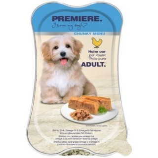PREMIERE Chunky Menu Nassfutter Hund Adult, Huhn pur 15x175 g