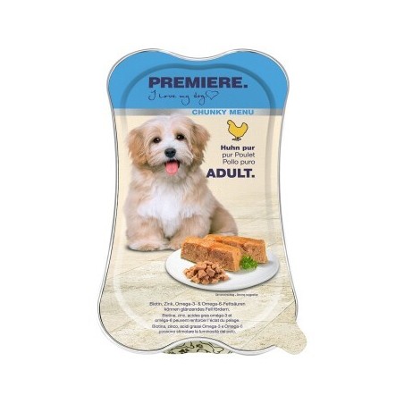 PREMIERE Chunky Menu Nassfutter Hund Adult, Huhn pur 15x175 g