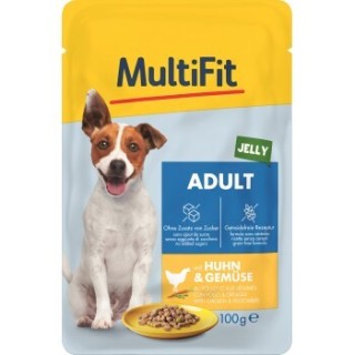 MultiFit Adult Little Dog Pouch Jelly Huhn & Gemüse 24x100 g