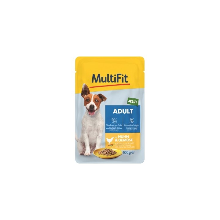MultiFit Adult Little Dog Pouch Jelly Huhn & Gemüse 24x100 g