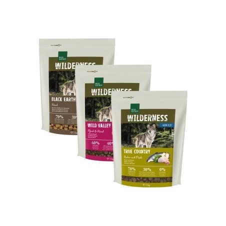 REAL NATURE Wilderness Adult 3x1 kg Probierpaket 1, Huhn, Rind, Pferd