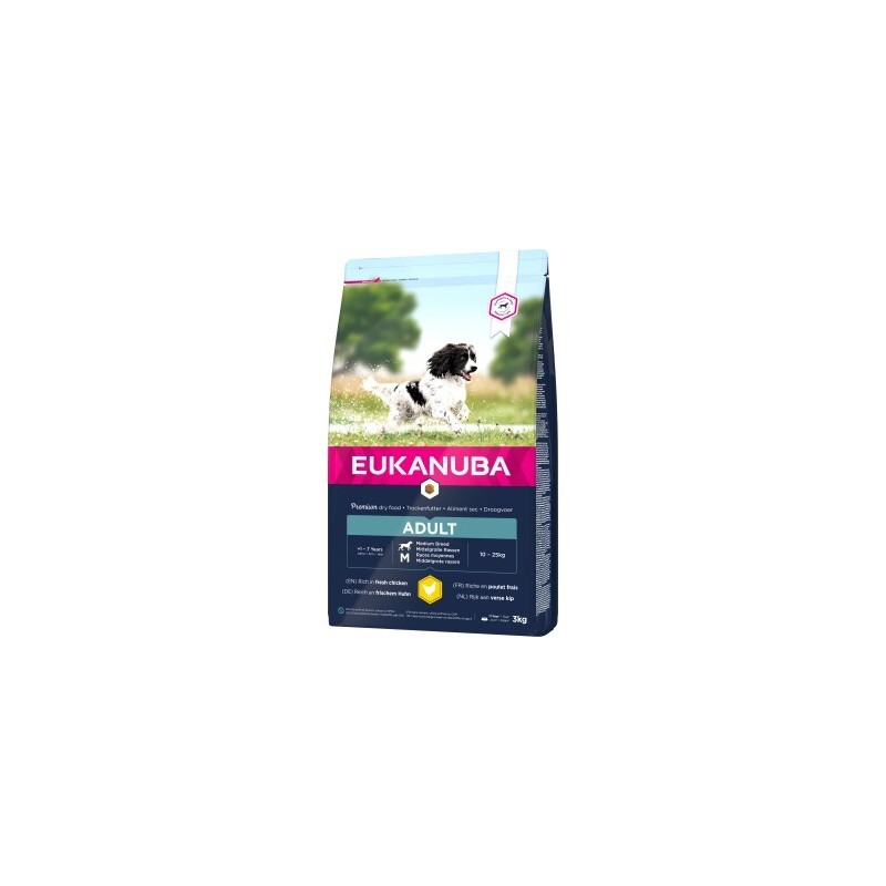 EUKANUBA Trockenfutter Hund Active Medium Breed Adult, mit Huhn 3 kg