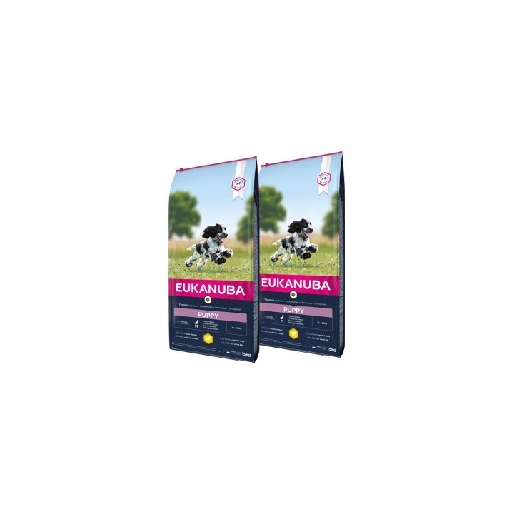 EUKANUBA Trockenfutter Hund Medium Breed Puppy, Huhn 2x15 kg