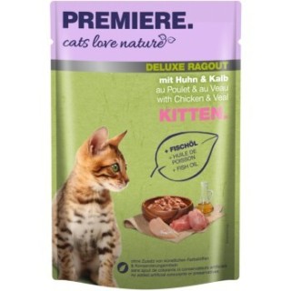 PREMIERE cats love nature Deluxe Ragout Kitten Kalb und Huhn 48x100 g