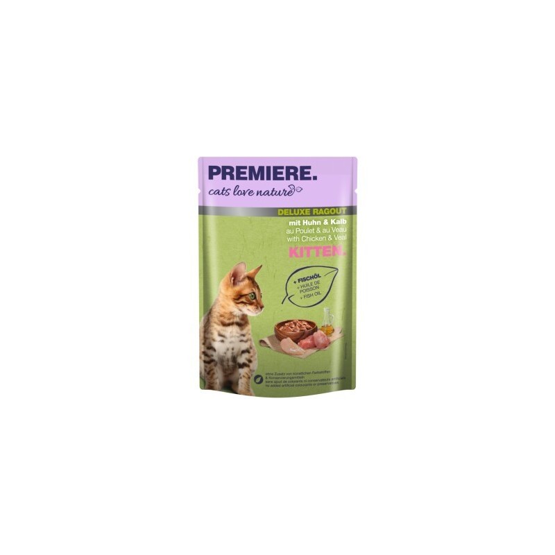 PREMIERE cats love nature Deluxe Ragout Kitten Kalb und Huhn 48x100 g
