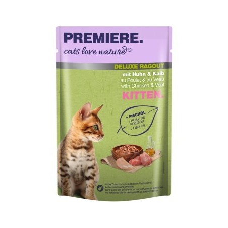 PREMIERE cats love nature Deluxe Ragout Kitten Kalb und Huhn 48x100 g