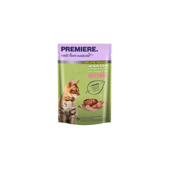 PREMIERE cats love nature Deluxe Ragout Kitten Kalb und Huhn 48x100 g