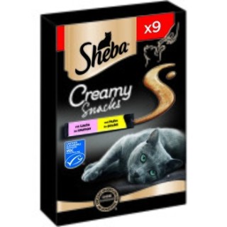 Sheba Beutel Creamy Snacks 7x 9x12g Huhn und Lachs
