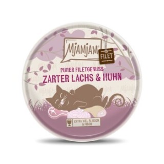 MjAMjAM Nassfutter Katze Adult, Purer Filetgenuss 16x80 g Lachs & Huhn