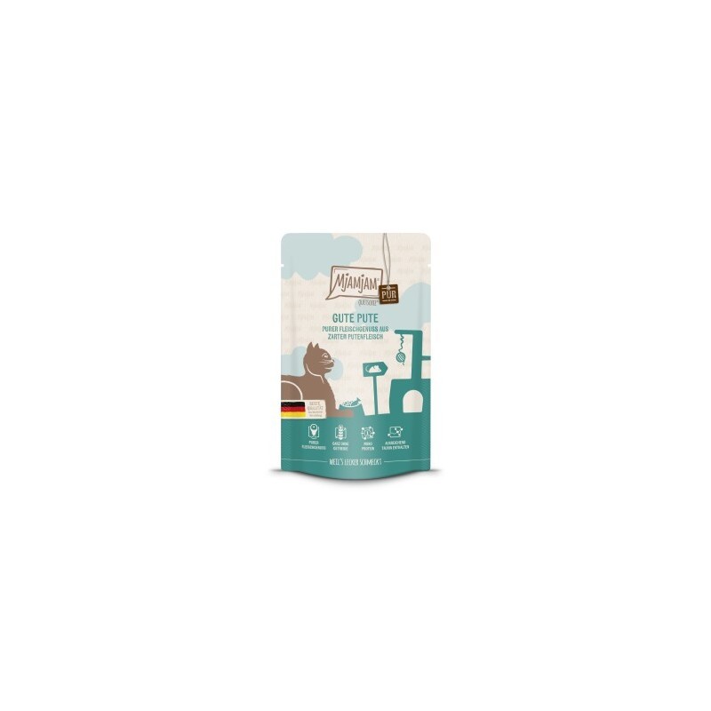 MjAMjAM Nassfutter Katze Adult, Quetschie Purer Fleischgenuss, Pute 12x125 g