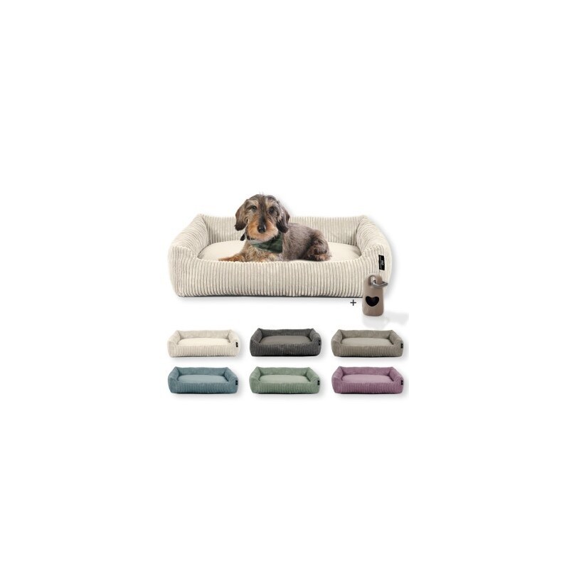 Rohrschneider Hundebett mit Gratis-Beigabe, waschbar, robuster Breit-Cordstoff beige