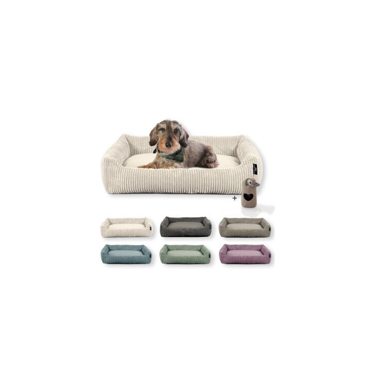 Rohrschneider Hundebett mit Gratis-Beigabe, waschbar, robuster Breit-Cordstoff beige