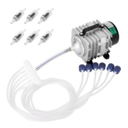 Kommerzielle Luftpumpe, 45 W, Einzelauslass, 6 Ventilverteiler für Aquarien silber
