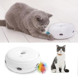 Interaktives Katzenspielzeug, elektronisch, intelligent, mit Tropfgeräuschen, Feder und Licht weiß