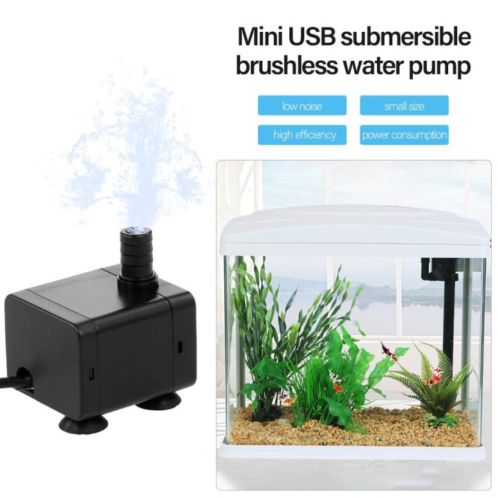 5V Ultra-leise Mini-Bürstenlose USB-Wasserpumpe mit wasserdichtem Netzkabel für Tauchbrunnen schwarz