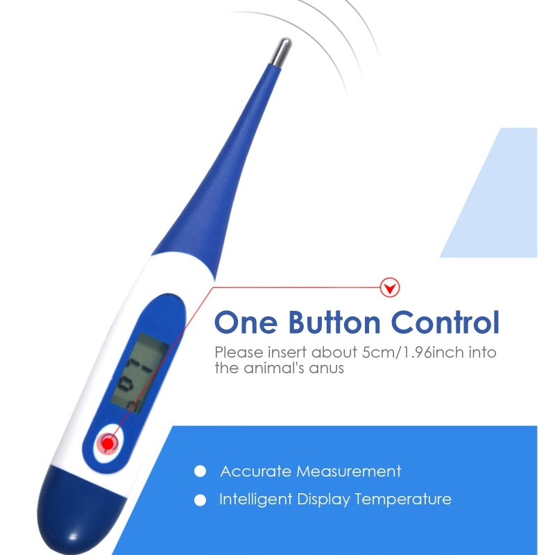 Tierthermometer, digitales LED-Display, Thermometer, schnelle Ablesung, genaues, wasserdichtes Haustier-Digitalthermometer bl