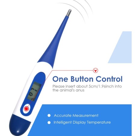 Tierthermometer, digitales LED-Display, Thermometer, schnelle Ablesung, genaues, wasserdichtes Haustier-Digitalthermometer bl