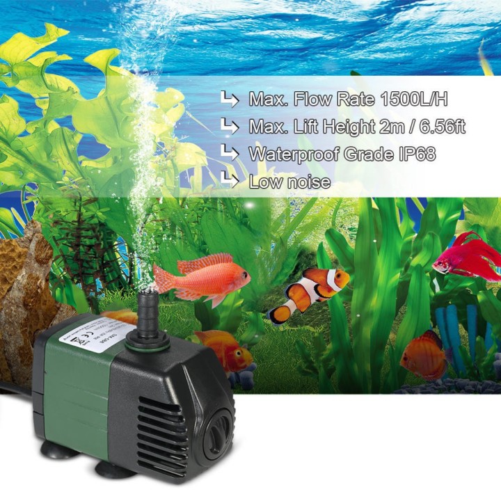 1500L/H 25W Tauchwasserpumpe für Aquarium-Tischbrunnen EU Plug schwarz