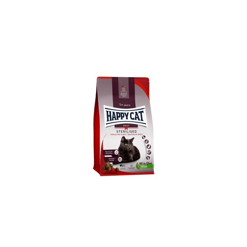 HAPPY CAT Trockenfutter Katze Adult, Sterilised, Voralpen-Rind 10 kg