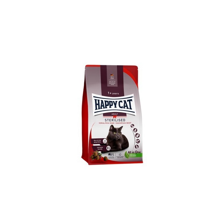 HAPPY CAT Trockenfutter Katze Adult, Sterilised, Voralpen-Rind 10 kg