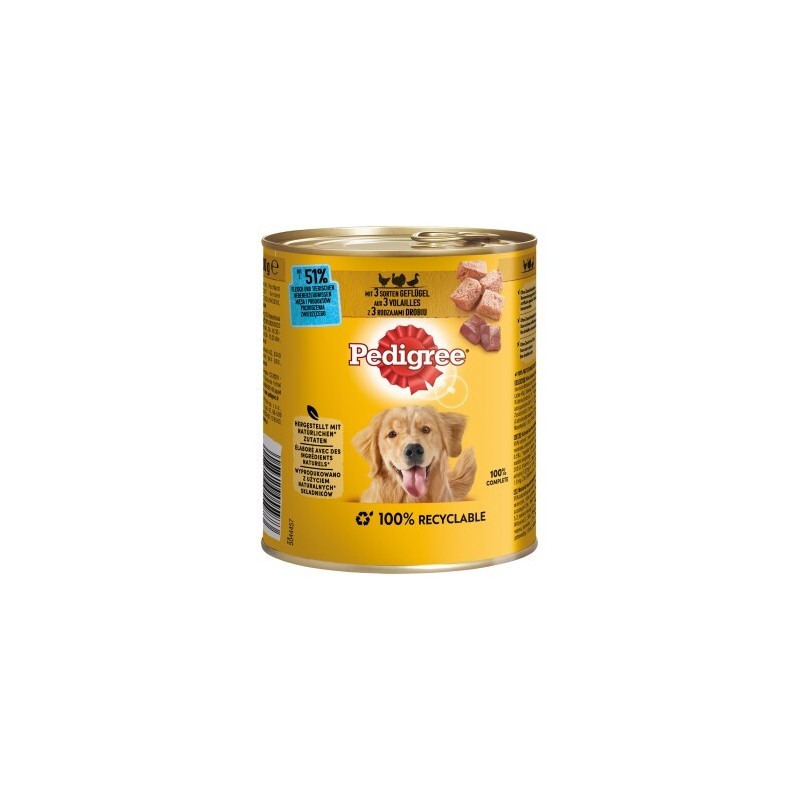 Pedigree Nassfutter Hund Adult, Classic 3 Sorten 12x800 g Geflügel