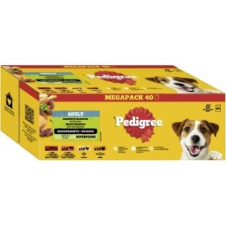 Pedigree Nassfutter Hund Adult, Multipack, Gemischte-Selektion mit Gemüse, in Sauce 40x100 g