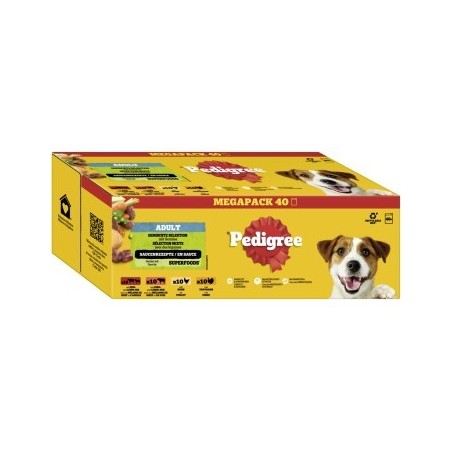 Pedigree Nassfutter Hund Adult, Multipack, Gemischte-Selektion mit Gemüse, in Sauce 40x100 g