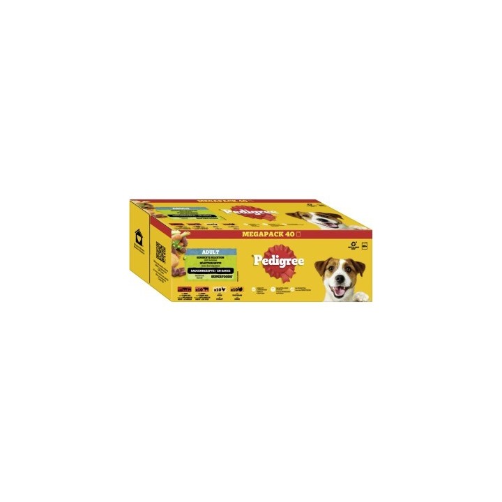 Pedigree Nassfutter Hund Adult, Multipack, Gemischte-Selektion mit Gemüse, in Sauce 40x100 g