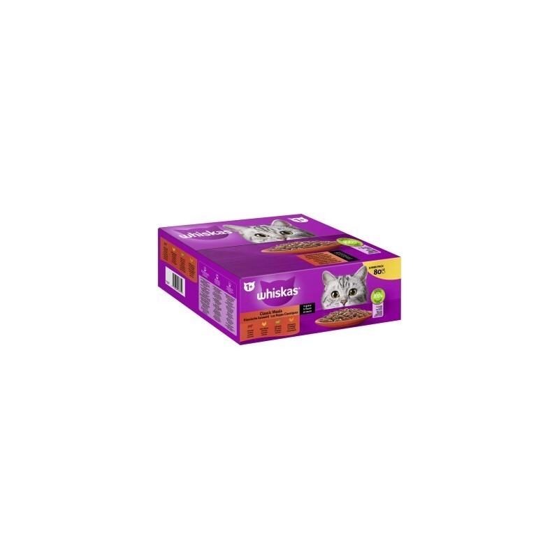 Whiskas Jumbo Pack 1+ Klassische Auswahl in Sauce 80 x 85g