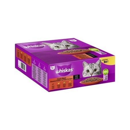 Whiskas Jumbo Pack 1+ Klassische Auswahl in Sauce 80 x 85g