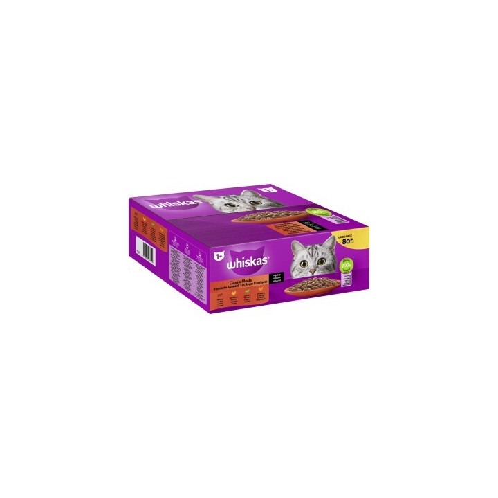 Whiskas Jumbo Pack 1+ Klassische Auswahl in Sauce 80 x 85g